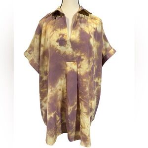 Easel Purple and Pale Yellow Tie-Dye Blouse